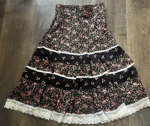 Maxi gonna vintage anni 70 Prairie Cottagecore paisley pizzo floreale taglia unica - Foto 1 di 4