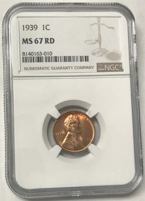 1939 1C Lincoln Wheat Cent Red - NGC MS67 RD - Image 1 of 4