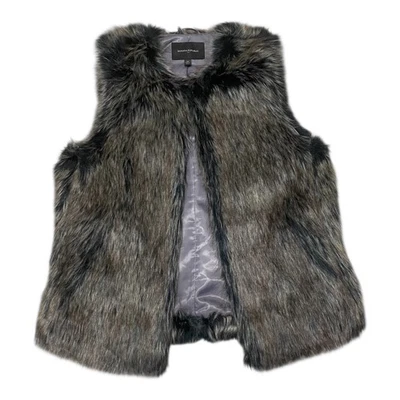 Chaleco de piel sintética Banana Republic para mujer talla mediana negro marrón elegante de lujo Foto 1 de 4