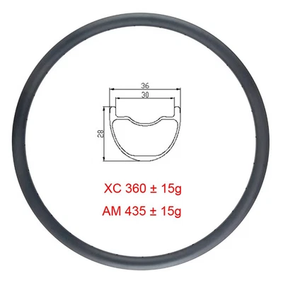 XC AM 山地自行车碳纤维轮辋 29er 无内胎越野自行车车轮 — 第 1/4 张图片