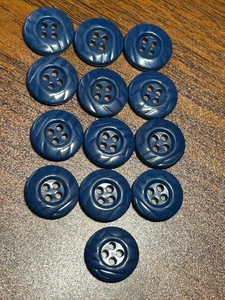 Buttons 13 Navy 4- hole round with wide rim plastic 1.3 cm VTG - Picture 1 of 4