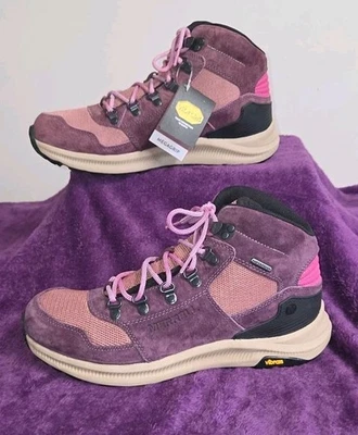Туфли туристические Merrell Ontario 85 сетчатые средние вибрационные водонепроницаемые сливово-фиолетовые размер 11 новые с ценниками - Изображение 1 из 4