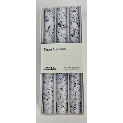 Room Essentials Taper Candles - White with Blue and Purple Specks - Set of 6 - Image 1 of 4