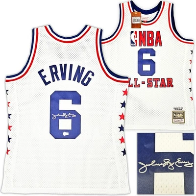 Camiseta deportiva 76ers Julius Dr J Erving Auto White Mitchell Ness 1985 Swingman AS L BAS Foto 1 de 4