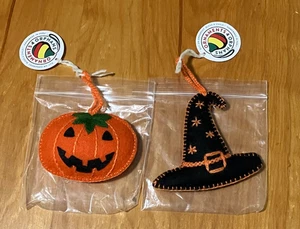 Witch Hat & Jack O'Lantern Halloween Hanging Plush Ornaments 4 Orphans NEW FRESH - Picture 1 of 8