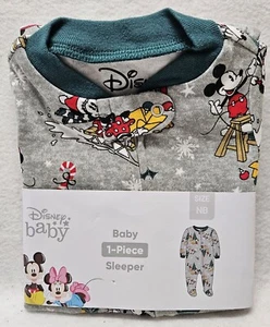Disney Baby Mickey Mouse Christmas One-Piece Footed Sleeper Size Newborn/New - Picture 1 of 4