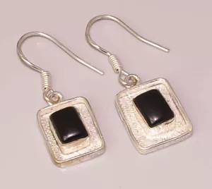Black Onyx Handmade Jewelry 925 STERLING SILVER PLATED EARRING - Picture 1 of 1