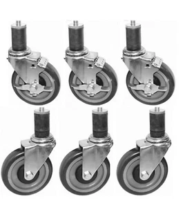 Universal 4" Casters for Food Prep Work Table - Set of 6 Rolling Wheels - Picture 1 of 2