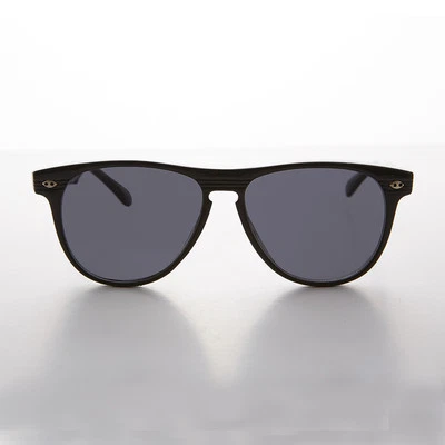 Sporty Black Horn Rim Racer Classic Vintage Sunglass Gray Lens - Elvin Foto 1 de 2