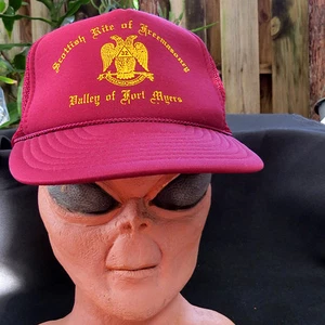 Vtg Free Mason Scottish Rite of Freemasonry Mesh Snapback Hat Cap Double Eagle - Picture 1 of 8