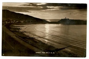ISLE OF MAN - SUNSET, PEEL BAY 1919 Echtfoto Postkarte - Bild 1 von 1