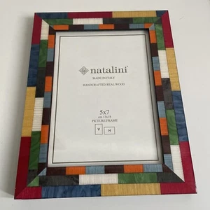 Marco de fotos de marquetería multicolor Natalini 5x7 pulgadas - madera de calidad e Italia - Imagen 1 de 8