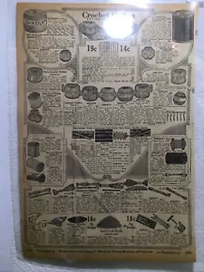 1918 Antique Montgomery Ward Catalog Page Crochet Tatting Needles Hangers - Picture 1 of 3
