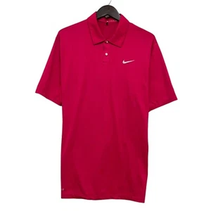 Nike Tiger Woods Men's Golf Polo Shirt Dri Fit Red Geometric Polyester/Spandex L - Picture 1 of 12