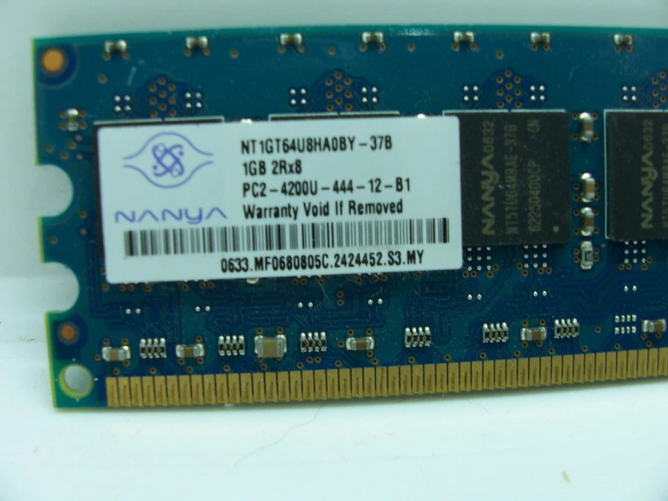 Nanya 1GB PC2 4200U DDR3  2Rx8 Desktop Memory Ram - Image 1 of 3