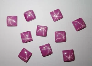 Opaque Star Ruby Square 8x8 mm Cabochon 6 Rayed Lab-created Stone 10 pieces Lot - Picture 1 of 12