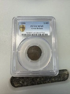 1886 Great Britain Farthing PCGs XF 45 - Picture 1 of 3