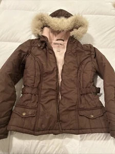 Limited Too Winter Coat Girls 14 - Brown/pink W/ Removable Faux Fur Lined Hood - Picture 1 of 7