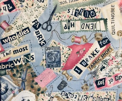 STITCHES`N STASH Fabricaholic She who Dies w/ the Most Fabric Wins Quilting BTFQ - Image 1 of 4