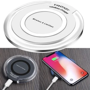 White Wireless Charger Fast Charging Pad For Galaxy Note 8 S9 S8 iPhone X 8 - Picture 1 of 9