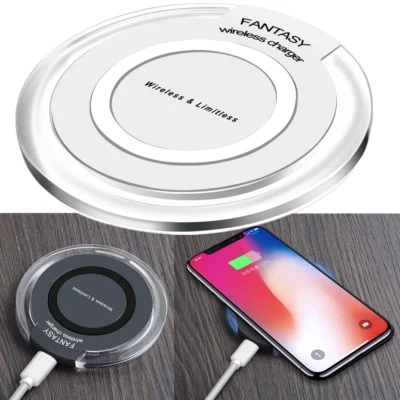 White Wireless Charger Fast Charging Pad For Galaxy Note 8 S9 S8 iPhone X 8 - Image 1 of 4