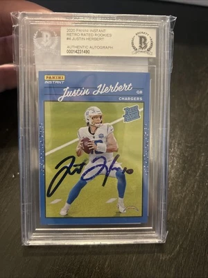 Justin Herbert 2020 Instant Retro Rated Rookie Card Auto Beckett Authentic Slab - Image 1 of 4