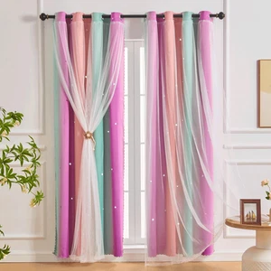 2 Panel Girls Bedroom Curtains, Children'S Room Daughter Bedroom Windows, Darken - Picture 1 of 12
