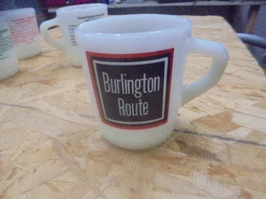 Vintage FIRE KING - advertising BURLINGTON ROUTE railroad MUG - Picture 1 of 2