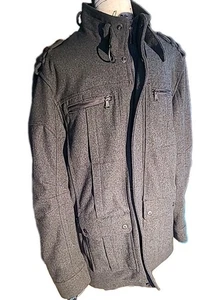 INC International Concepts Miltary Jacket Mens M Grey Wool Blend Flight Bomber - Picture 1 of 9