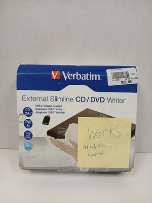 Grabadora de CD/DVD externa delgada Verbatim sin adaptador USB-C Foto 1 de 3
