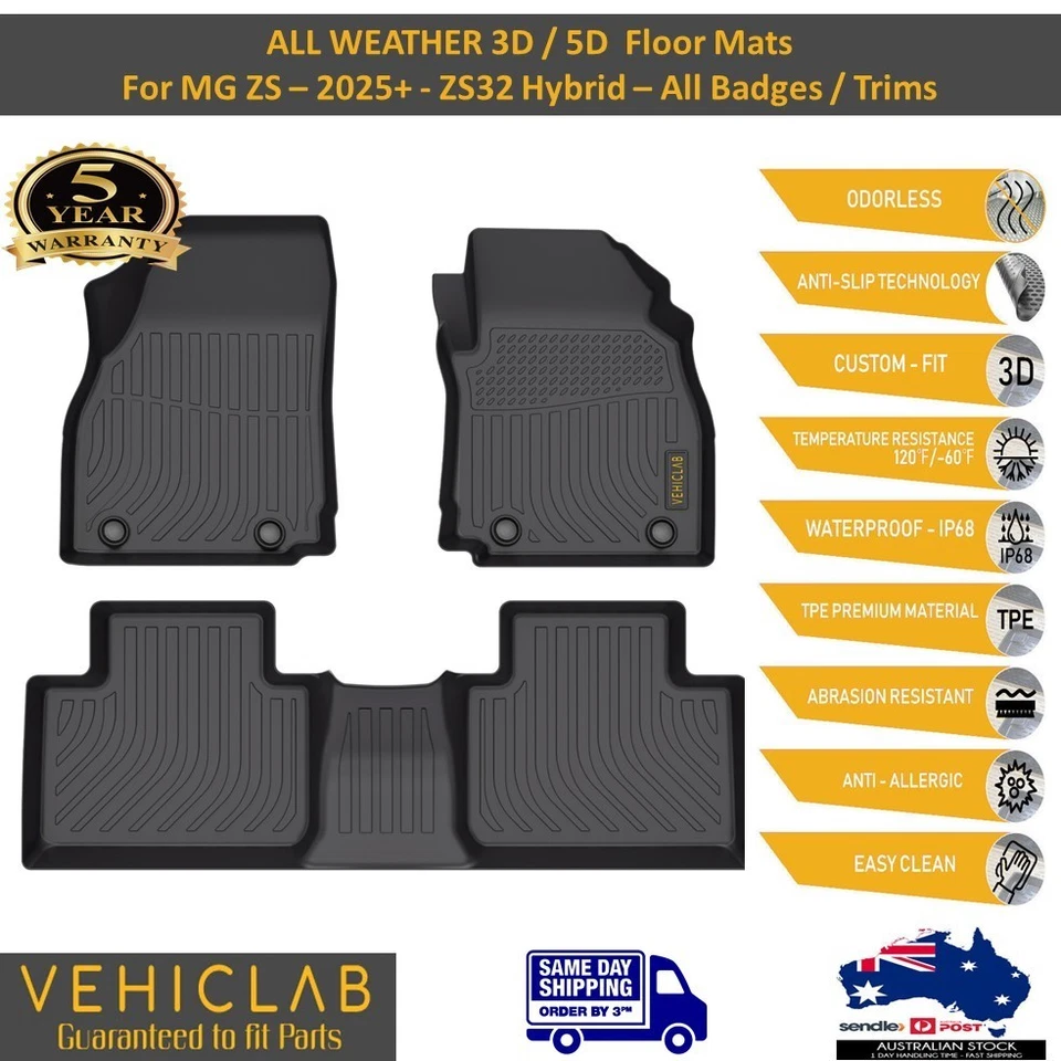 Alfombrillas de coche 3D para todo tipo de clima para MG ZS - 2024+ - ZS32 híbridas solamente - diseño aus Foto 1 de 4