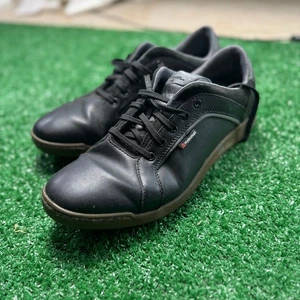 Scarpe da golf uomo impermeabili HydroGrip in pelle sneakers casual nere - Foto 1 di 9