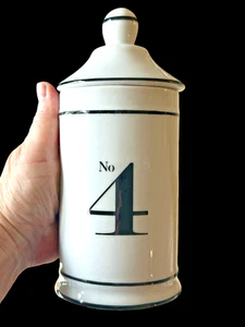 Twos 2s Company Ceramic Black & White Apothecary Jar Canister Lidded No 4 - Picture 1 of 8