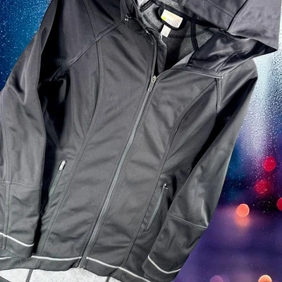 Zella Jacket Women S Black Hooded Full Zip Athletic Thumbholes Lined Run Hike - Image 1 of 4