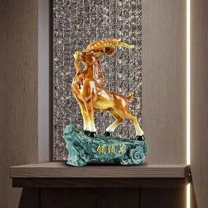 29Cm Tall Leading Goat Statue Resin Goat Art  Sculpture for Home Dec - Picture 1 of 7