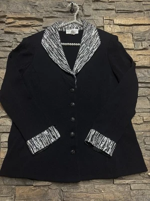 Chaqueta Blazer St. John Evenings Tejida Talla XL Negra Formal Brillo Traje Separado Foto 1 de 4