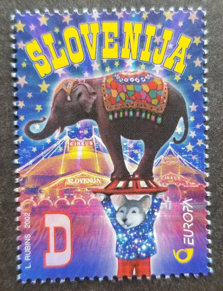 *FREE SHIP Slovenia Europa CEPT Circus 2002 Elephant Rat (stamp) MNH - Image 1 of 4
