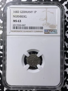 1682 Germany Nurnberg 1 Pfennig NGC MS63 Lot#G9513 Choice UNC! - Picture 1 of 3
