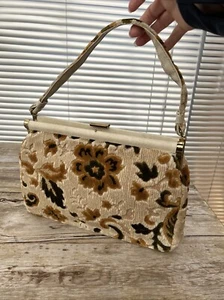 50er JR Julius Resnick TEPPICH SAMT FLORAL Tasche Vintage Marilyn Monro - Bild 1 von 13