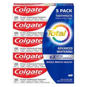 Pasta de dientes blanqueadora Colgate Total Advanced, 6,4 OZ, paquete de 5 - Imagen 1 de 2