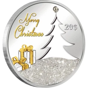 Kiribati 2012 20$ Merry Christmas Tree 2 OZ Silver Coin COA BOX - Picture 1 of 2