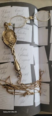 Antique Victorian Era lorgnette Sterling Glasses Spectacles Opera FOB Gold Fill - Image 1 of 4