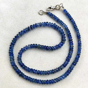 Natural Blue Kyanite Gemstones 3.5 to 5 mm Faceted Rondelle Beads 16" Necklace - Picture 1 of 7