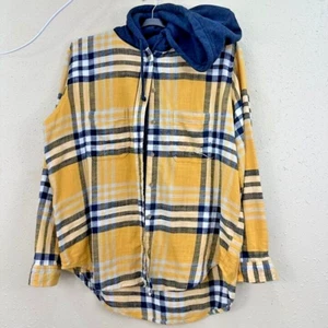 American Eagle AE Oversized Hooded Flannel Yellow Shirt M TC1 - Bild 1 von 8
