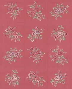 Antoinette Floral Panel Faded Red by French General for Moda 44" X 36"