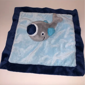 SECURITY Blanket Bananafish WHALE Plush Velour BLUE Navy Lovey Soft Cuddle Toy - Picture 1 of 4