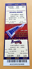 Tom Glavine Win #184 August 25 1999 8/25/99 Braves Cincinnati Reds Full Ticket