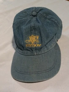 Vintage Stetson Denim Hat Cap Strap Back Adult OSFA - Picture 1 of 8