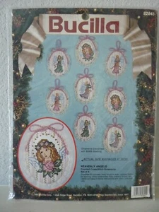 Kit de punto de cruz Bucilla 1991 vintage ángeles celestiales (8) adornos #82845 nuevo en paquete - Imagen 1 de 3