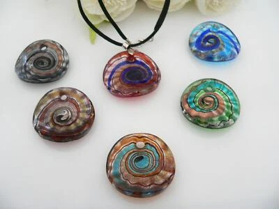 Anhänger Lampwork Murano Art goldsand silberfolie Farben/  Band Auswahl 316u - Bild 1 von 4